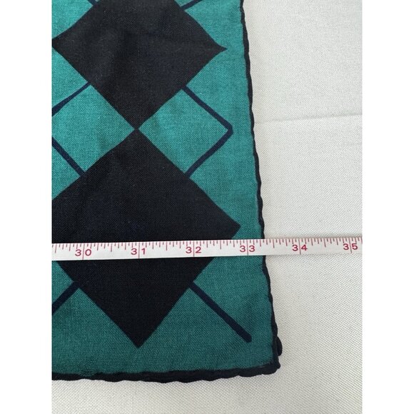 Jeffrey Banks Scottie Dog Scottish Terrier Argyle Tartan Light Scarf Black Green - Picture 16 of 16